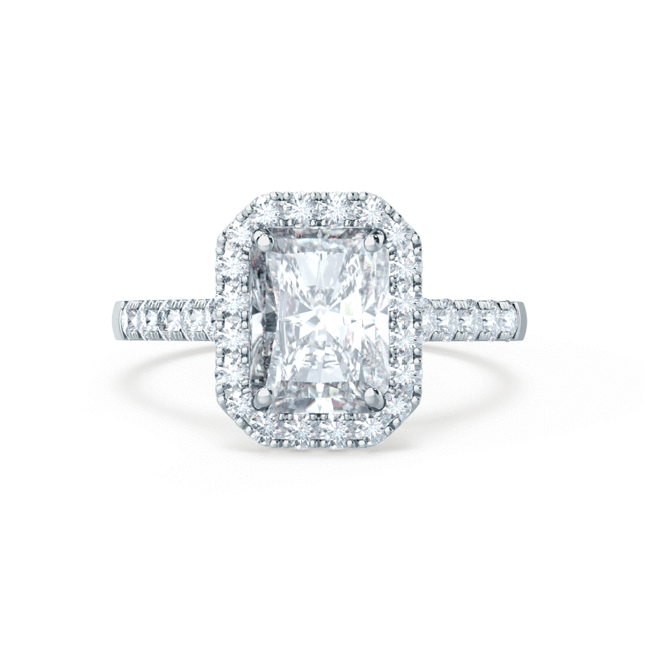 0.7 CT Radiant Halo & Pave Moissanite Engagement Ring
