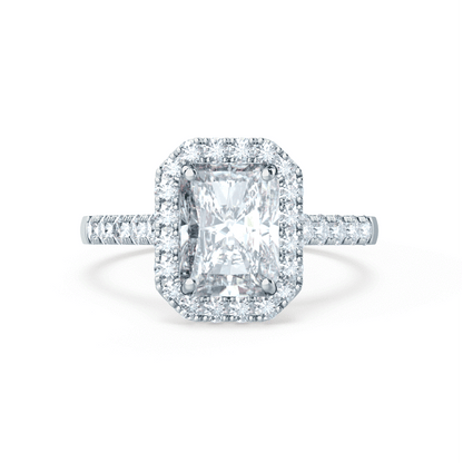 0.7 CT Radiant Halo & Pave Moissanite Engagement Ring