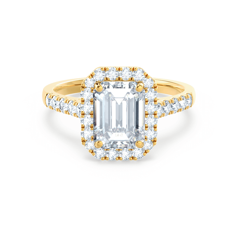 2 CT Emerald Halo & Pave Moissanite Engagement Ring