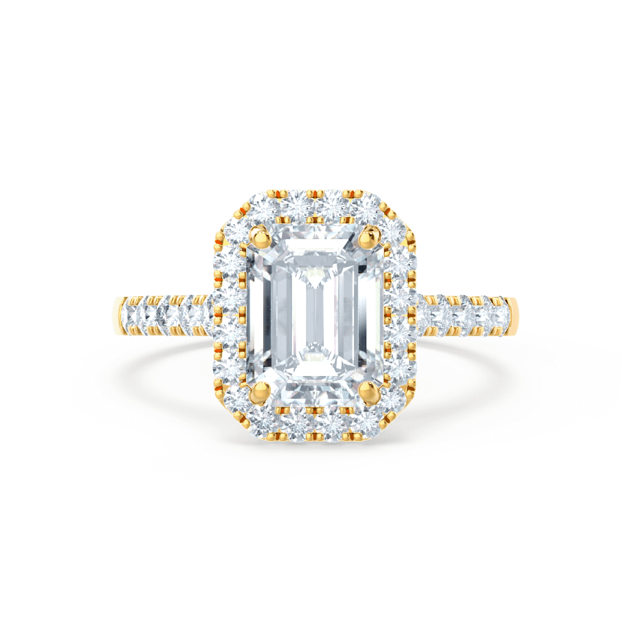 2 CT Emerald Halo & Pave Moissanite Engagement Ring