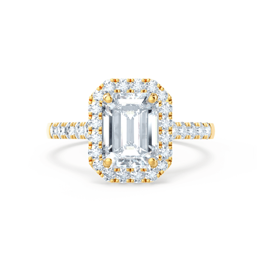2 CT Emerald Halo & Pave Moissanite Engagement Ring