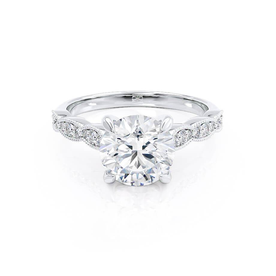 1 CT Round Pave Moissanite Engagement Ring