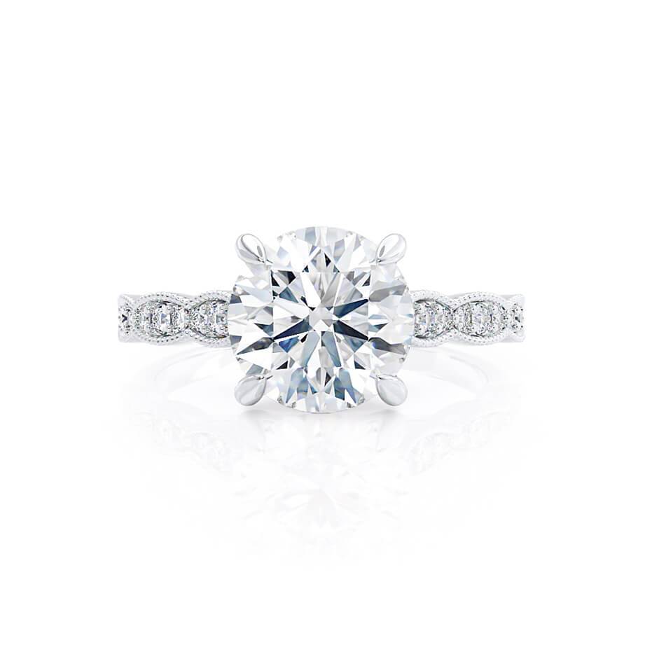 1 CT Round Pave Moissanite Engagement Ring