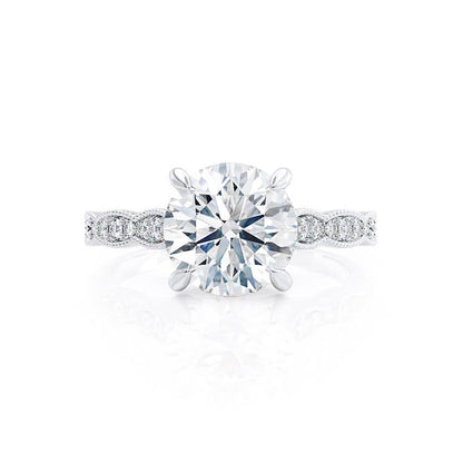 1 CT Round Pave Moissanite Engagement Ring