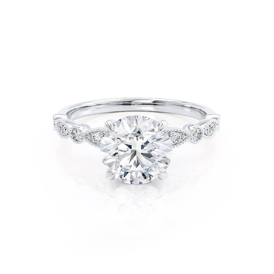 1 CT Round Pave Moissanite Engagement Ring