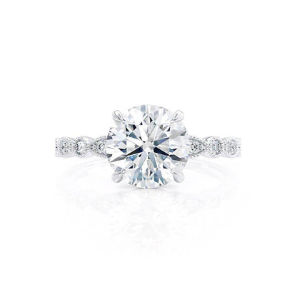 1 CT Round Pave Moissanite Engagement Ring