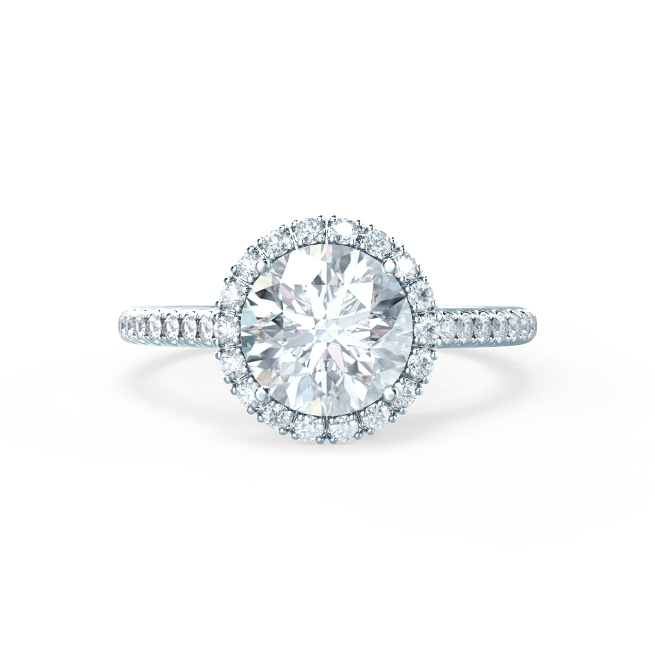 1 CT Round Halo & Pave Moissanite Engagement Ring