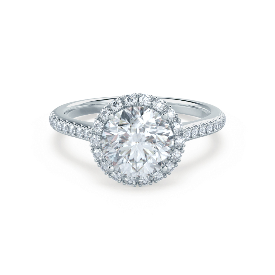 1 CT Round Halo & Pave Moissanite Engagement Ring