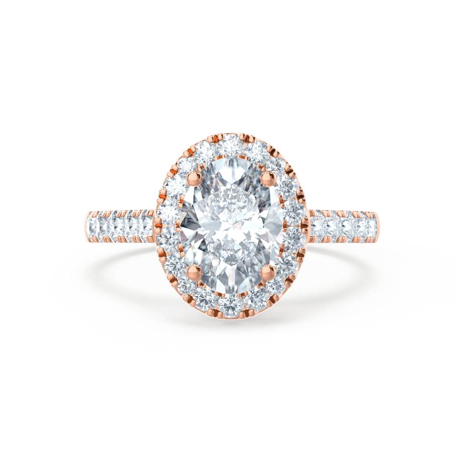 1.5 CT Oval Halo & Pave Moissanite Engagement Ring