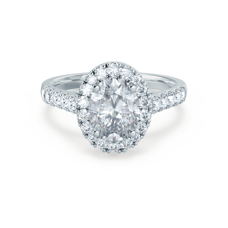 1.5 CT Oval Halo & Pave Moissanite Engagement Ring