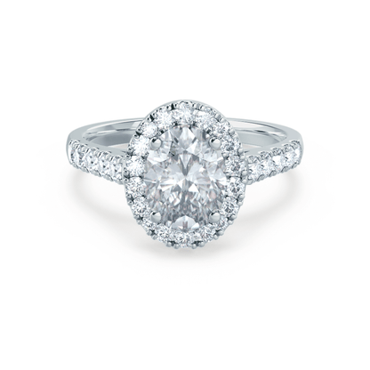 1.5 CT Oval Halo & Pave Moissanite Engagement Ring