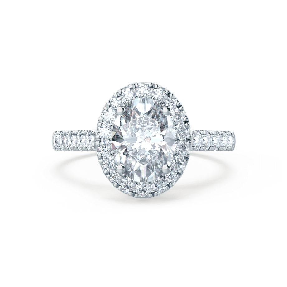 1.5 CT Oval Halo & Pave Moissanite Engagement Ring