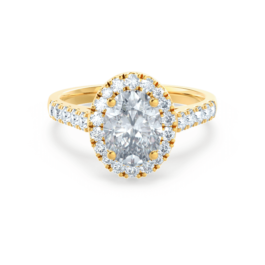 1.5 CT Oval Halo & Pave Moissanite Engagement Ring