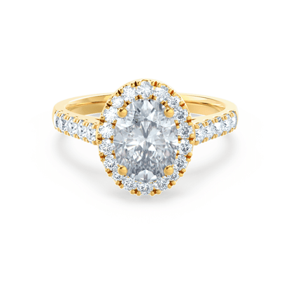 1.5 CT Oval Halo & Pave Moissanite Engagement Ring