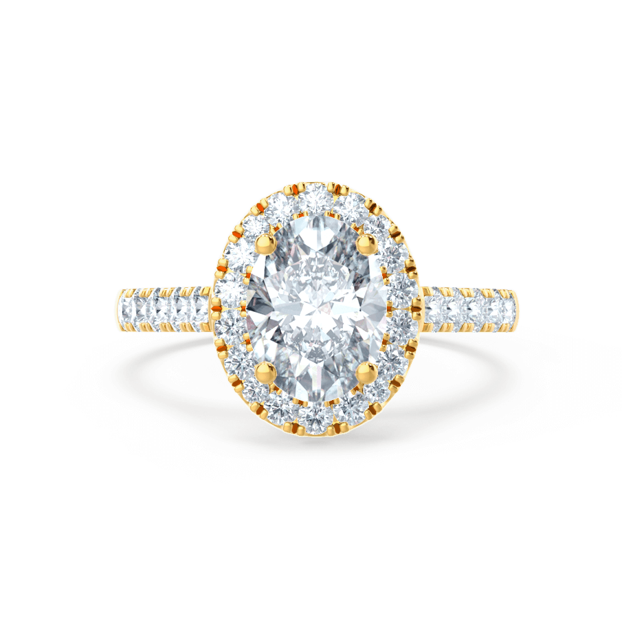 1.5 CT Oval Halo & Pave Moissanite Engagement Ring