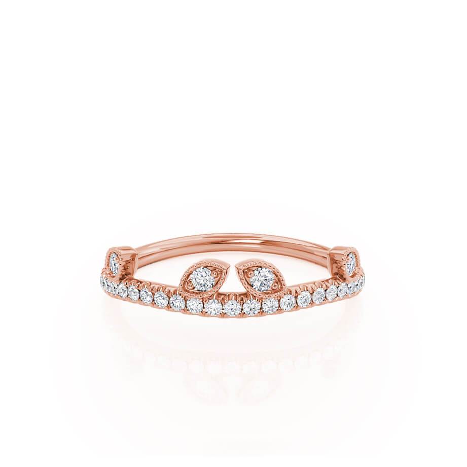 0.21 TCW Round Milgrain Moissanite Wedding Band