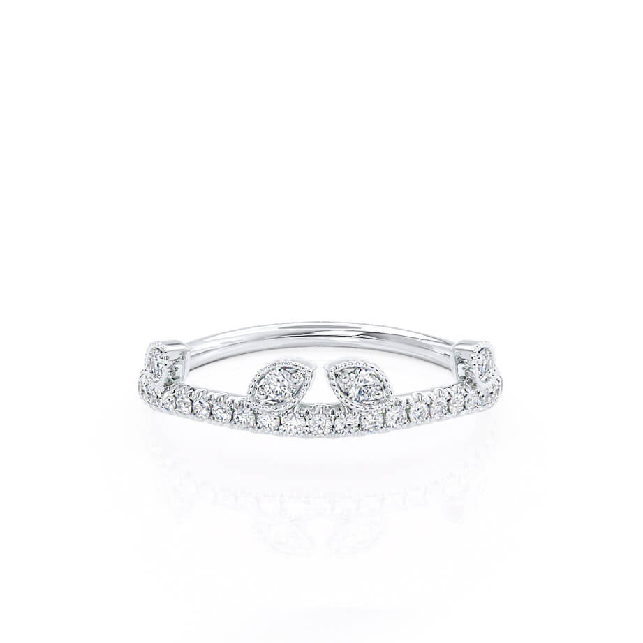 0.21 TCW Round Milgrain Moissanite Wedding Band