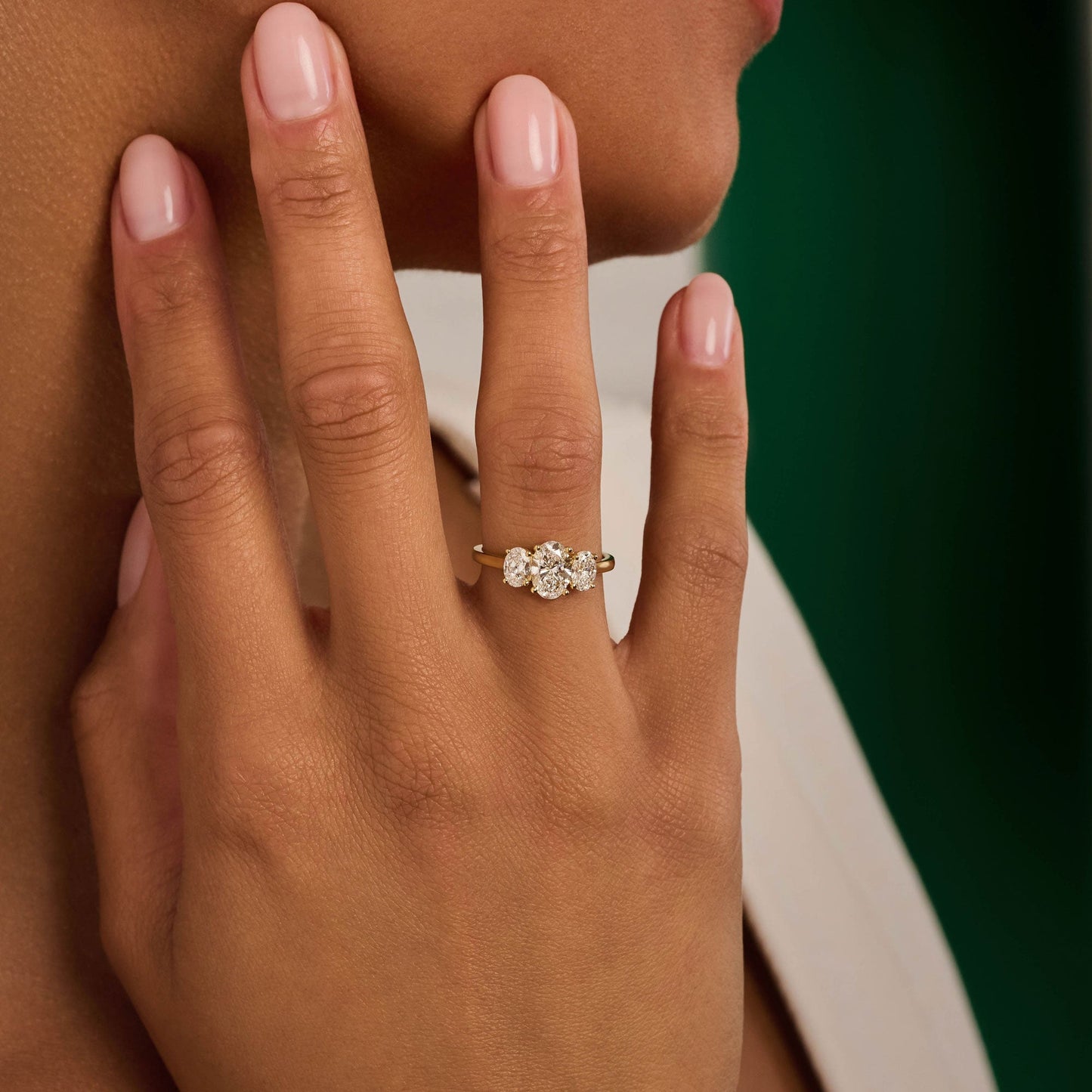 0.60 CT Oval Three Stone Moissanite Engagement Ring