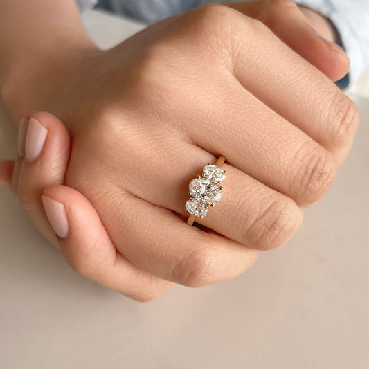 0.60 CT Oval Three Stone Moissanite Engagement Ring