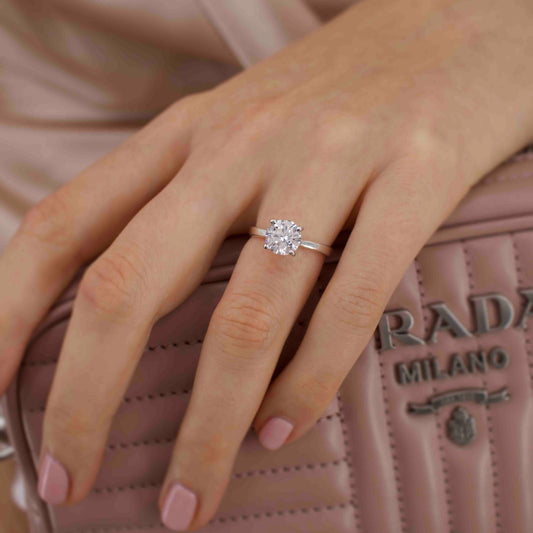 1.5 CT Round Solitaire Moissanite Engagement Ring