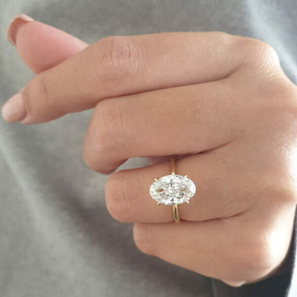 4 CT Oval Hidden Halo Moissanite Engagement Ring