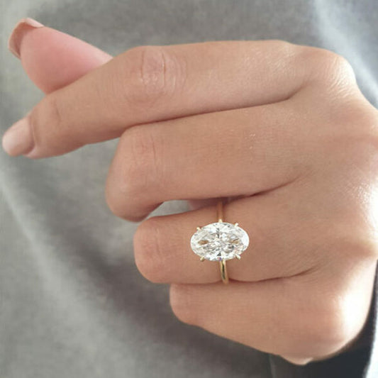 4 CT Oval Hidden Halo Moissanite Engagement Ring