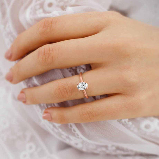0.9 CT Oval Solitaire Moissanite Engagement Ring