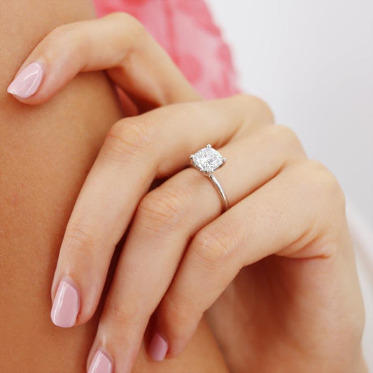 2 CT Cushion Solitaire Moissanite Engagement Ring