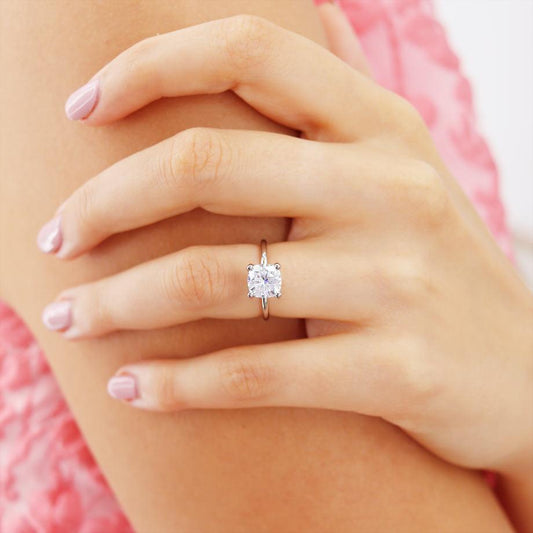2 CT Cushion Solitaire Moissanite Engagement Ring
