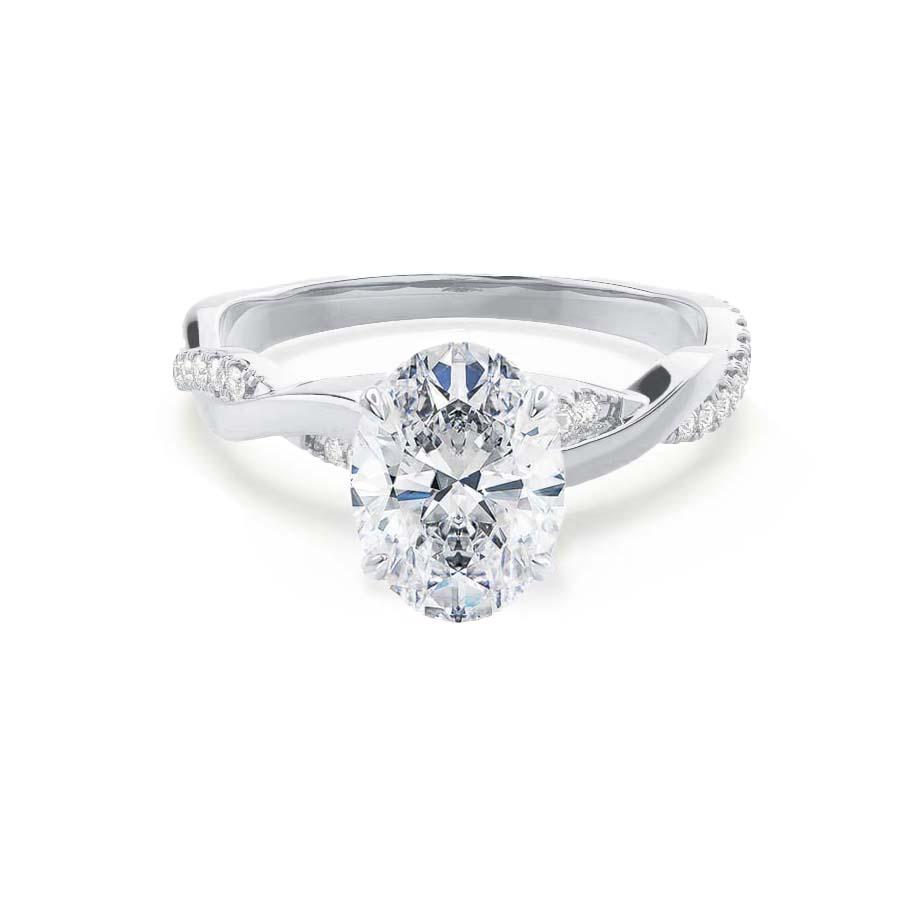 1.5 CT Oval Pave Moissanite Engagement Ring