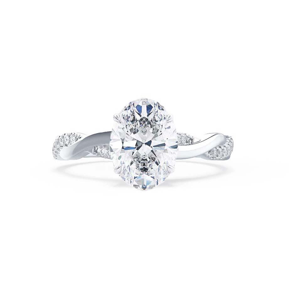 1.5 CT Oval Pave Moissanite Engagement Ring