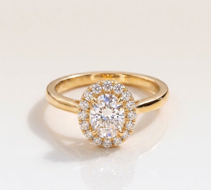1.5 CT Oval Halo Lab Grown Diamond Engagement Ring