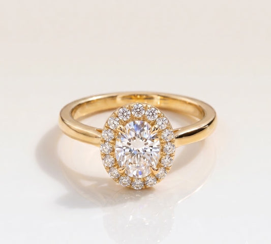 1.5 CT Oval Halo Lab Grown Diamond Engagement Ring