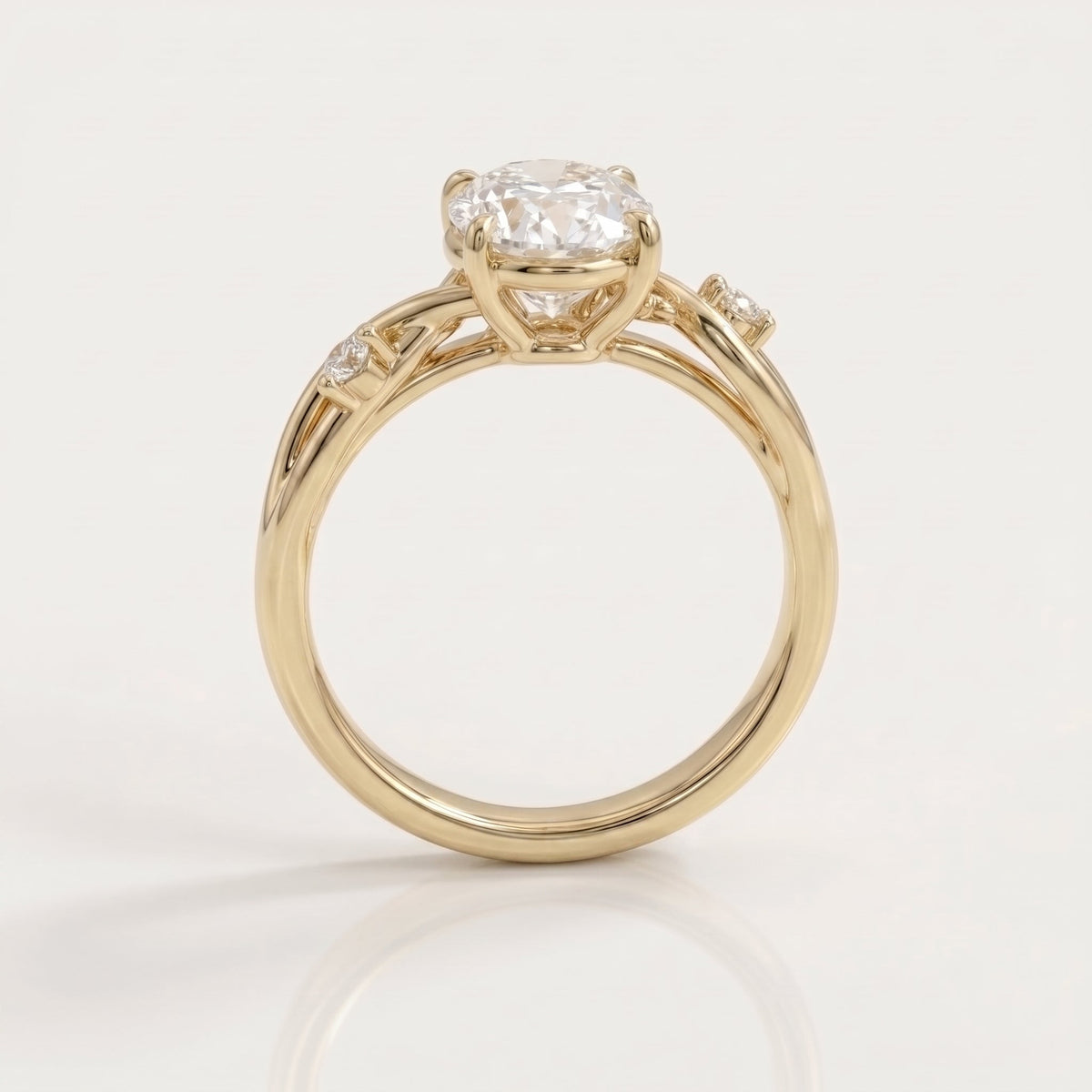 1 CT Oval Pave Lab Grown Diamond Engagement Ring