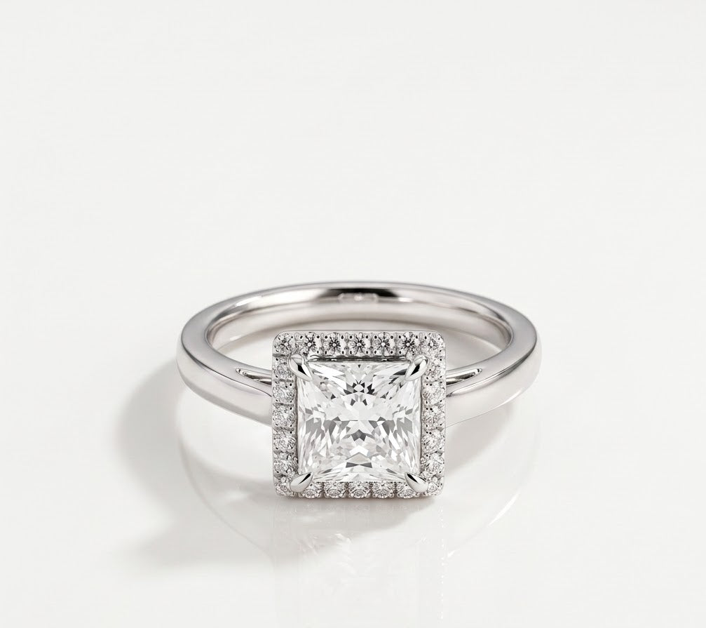 1.3 CT Princess Halo Lab Grown Diamond Engagement Ring