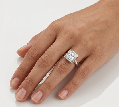 1.3 CT Princess Halo Lab Grown Diamond Engagement Ring