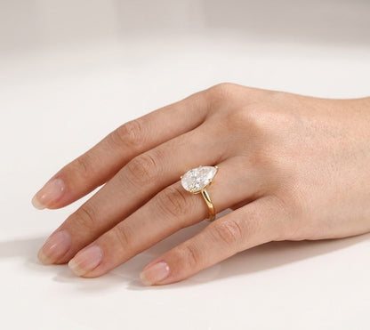 1.8 CT Pear Hidden Halo Lab Grown Diamond Engagement Ring