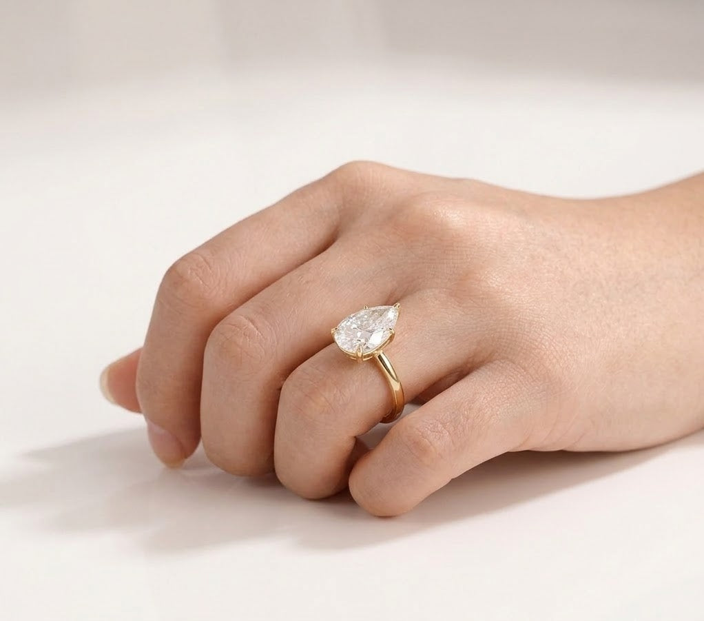 1.8 CT Pear Hidden Halo Lab Grown Diamond Engagement Ring