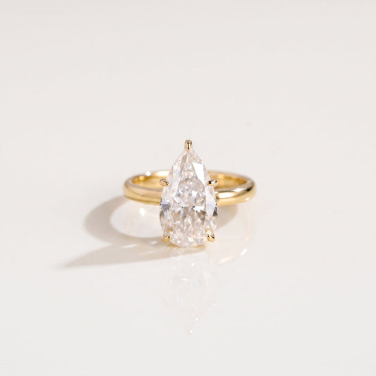 1.8 CT Pear Hidden Halo Lab Grown Diamond Engagement Ring