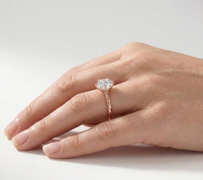 2 CT Round Solitaire Twisted Shank Lab Grown Diamond Engagement Ring
