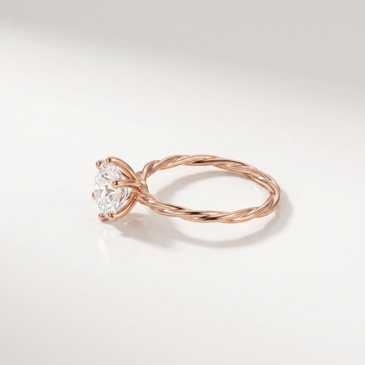 2 CT Round Solitaire Twisted Shank Lab Grown Diamond Engagement Ring