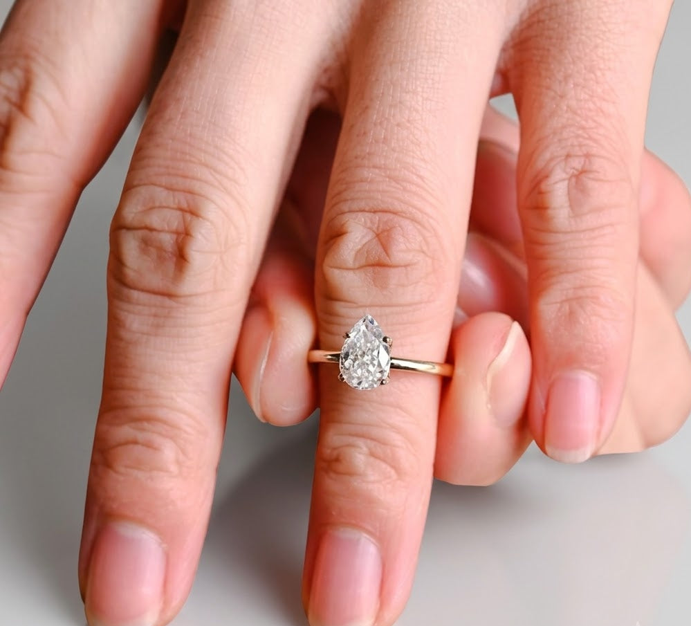 1.5 CT Marquise Hidden Halo Lab Grown Diamond Engagement Ring