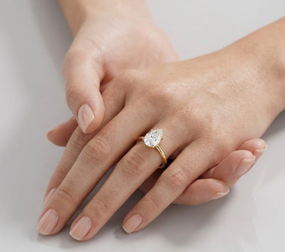 1.5 CT Marquise Hidden Halo Lab Grown Diamond Engagement Ring
