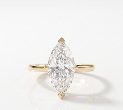 3 CT Marquise Hidden Halo Lab Grown Diamond Engagement Ring