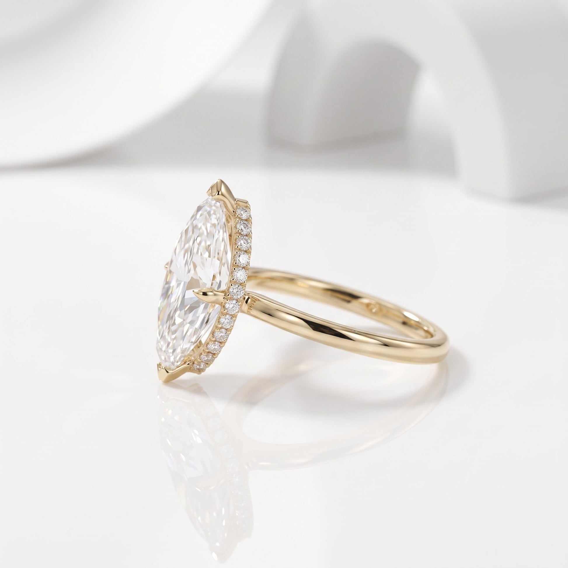 2 CT Marquise Pave Lab Grown Engagement Ring
