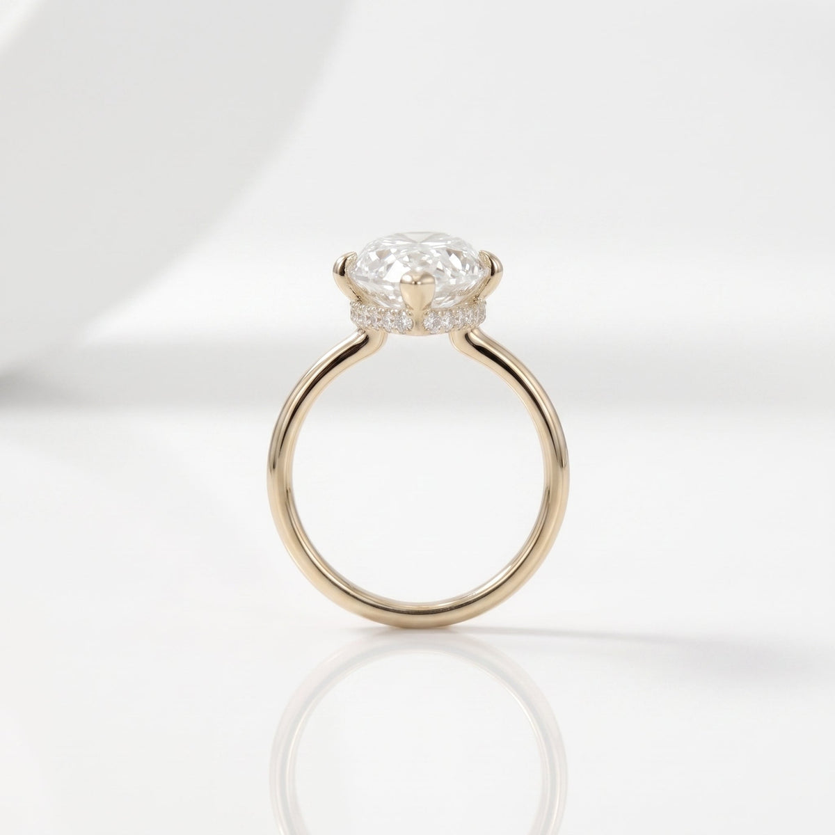 3 CT Marquise Hidden Halo Lab Grown Diamond Engagement Ring