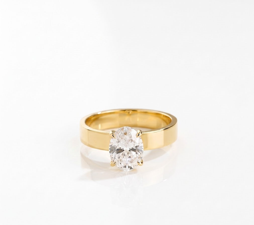 2 CT Oval Solitaire Lab Grown Diamond Engagement Ring