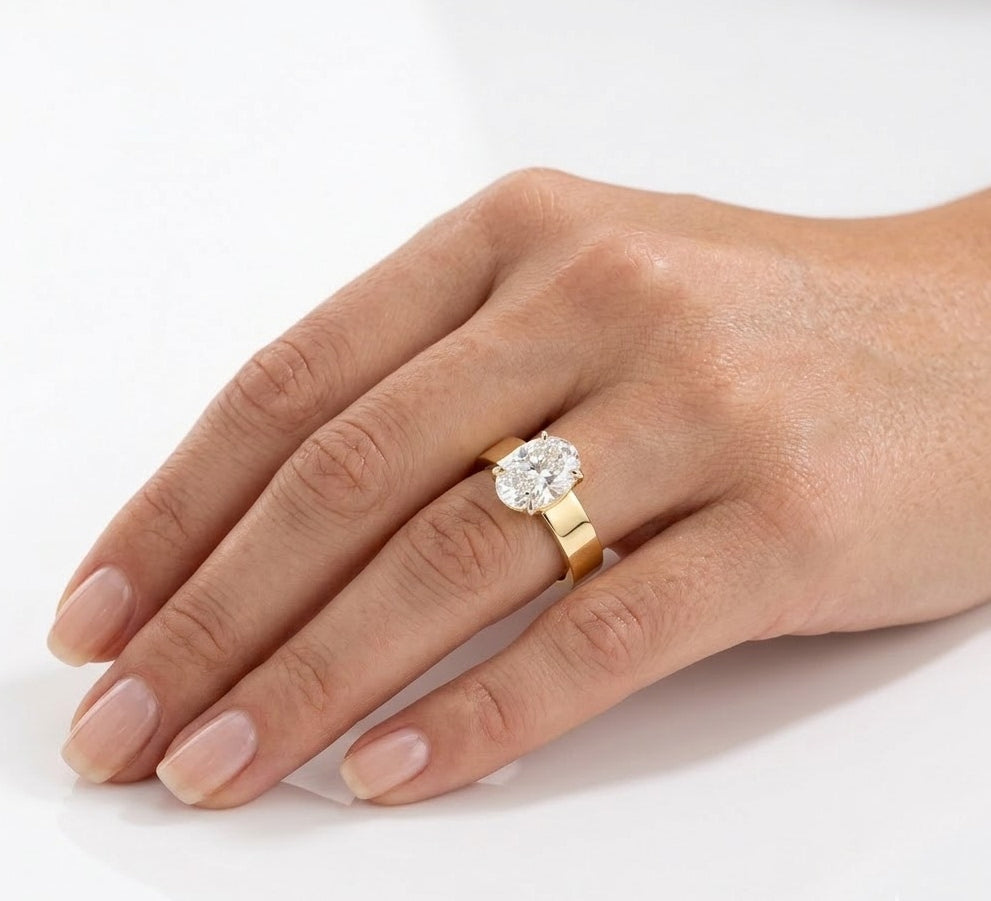 2 CT Oval Solitaire Lab Grown Diamond Engagement Ring