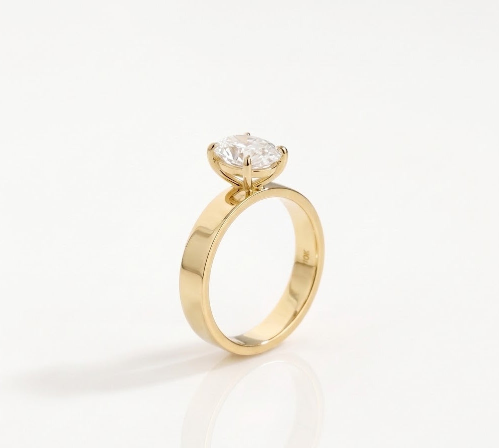 2 CT Oval Solitaire Lab Grown Diamond Engagement Ring