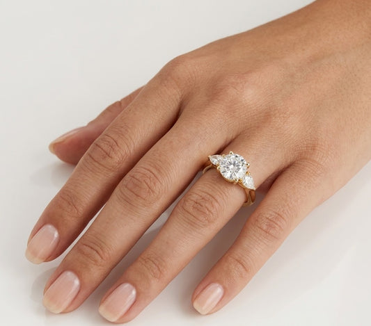 2 CT Round Three Stone Lab Grown Diamond Engagement Ring